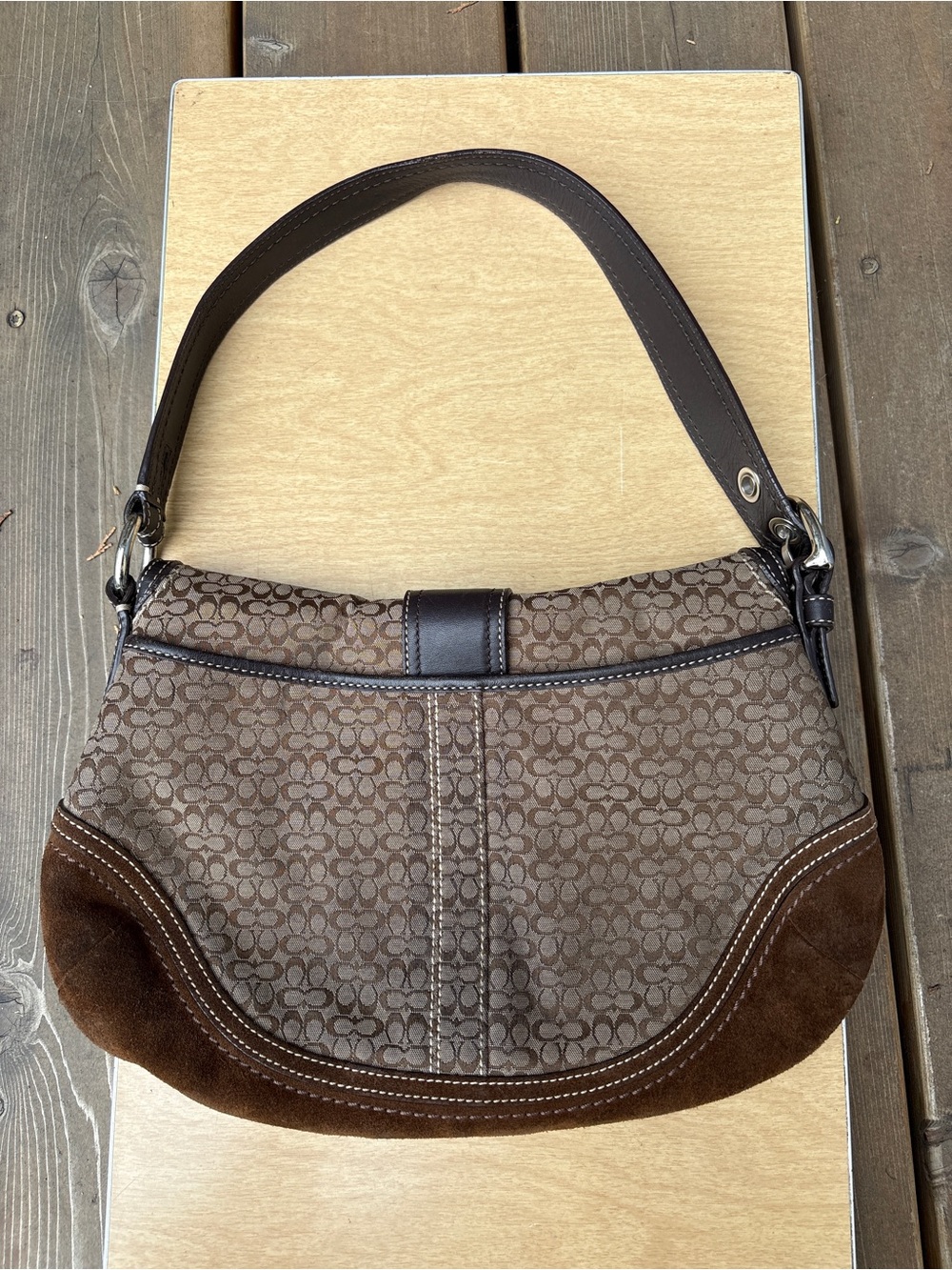 Coach F10926 Vintage Soho Signature C Canvas With Suede Shoulder Bag In Brown - Picture 2 of 16